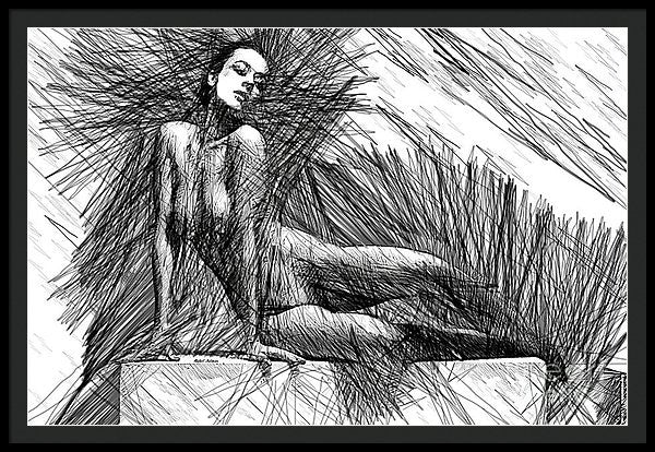 Framed Print - Female Pose For Studio Drawing 1447