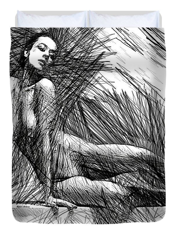 Duvet Cover - Female Pose For Studio Drawing 1447