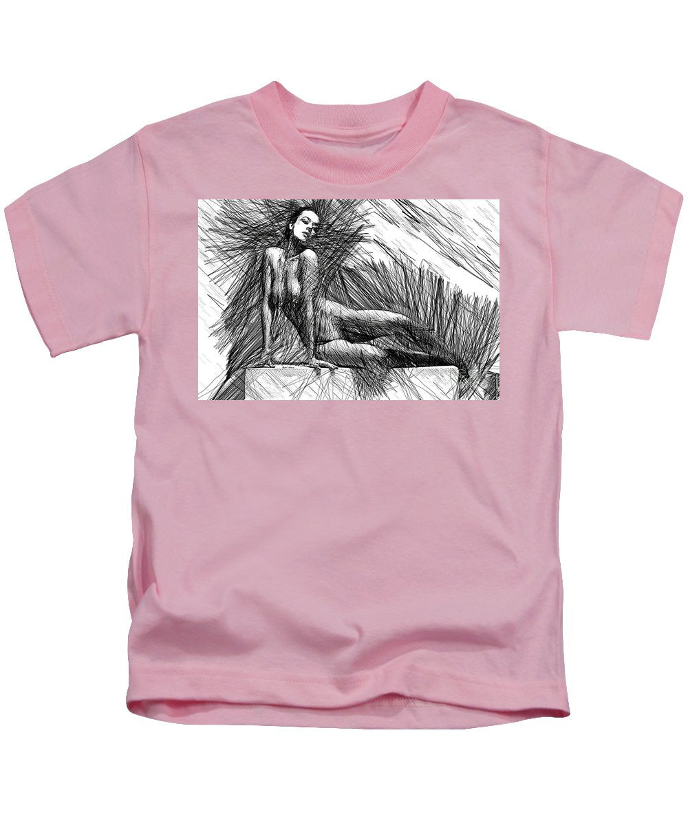 T-shirt pour enfants - Pose féminine pour dessin en studio 1447