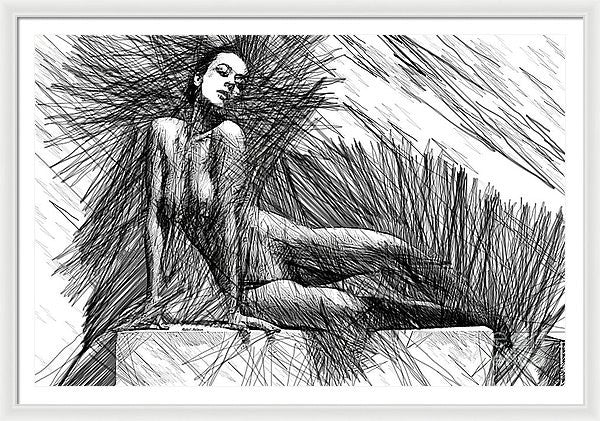 Framed Print - Female Pose For Studio Drawing 1447