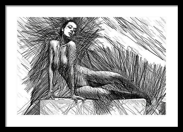 Framed Print - Female Pose For Studio Drawing 1447