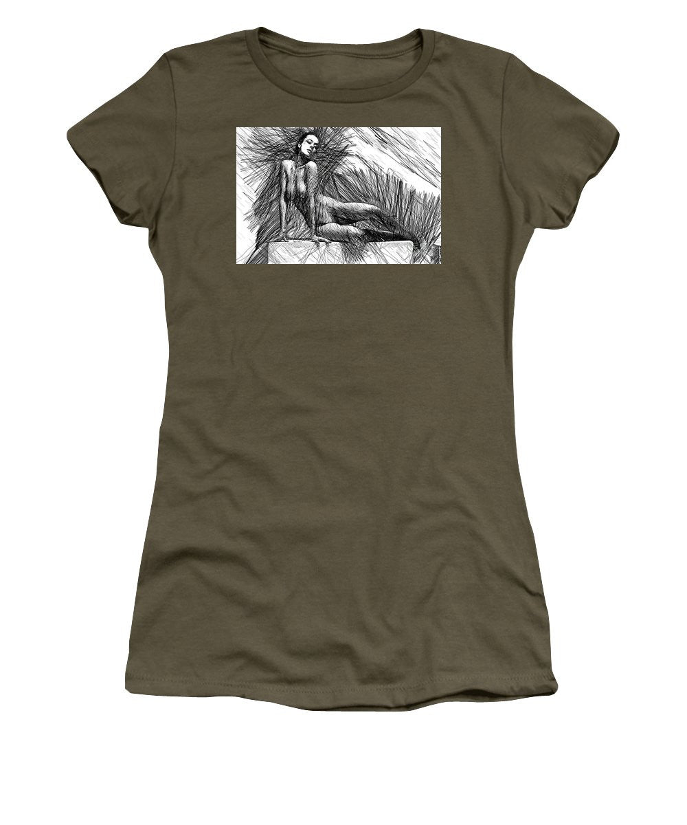 Women's T-Shirt (Junior Cut) - Female Pose For Studio Drawing 1447