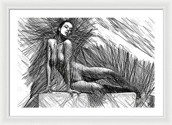 Framed Print - Female Pose For Studio Drawing 1447