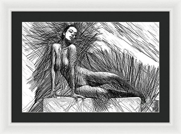 Framed Print - Female Pose For Studio Drawing 1447