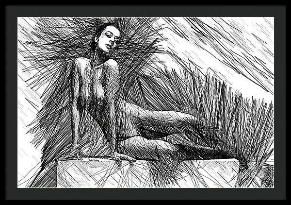 Framed Print - Female Pose For Studio Drawing 1447