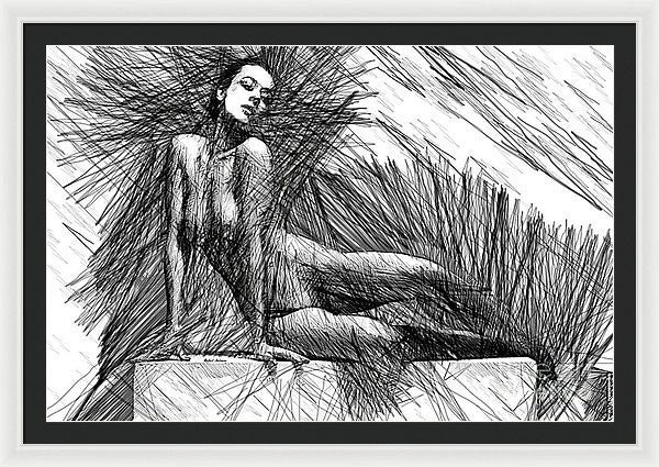 Framed Print - Female Pose For Studio Drawing 1447