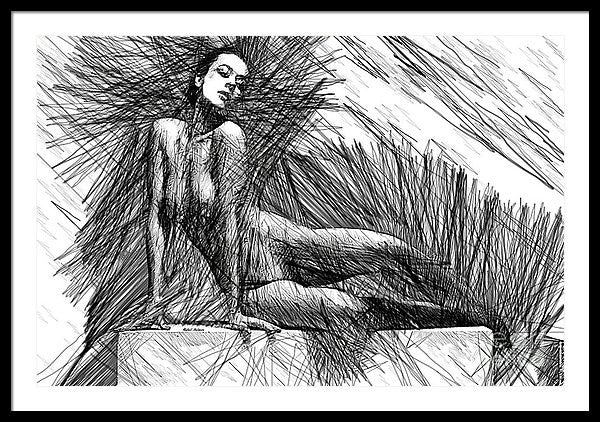 Framed Print - Female Pose For Studio Drawing 1447