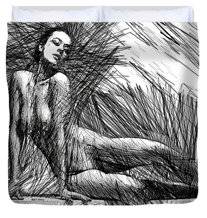 Duvet Cover - Female Pose For Studio Drawing 1447