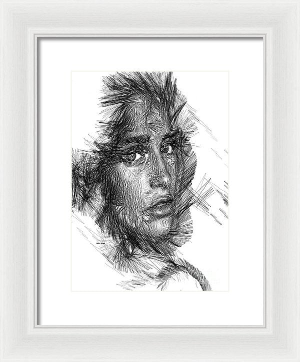 Framed Print - Female Sketch In Black And White