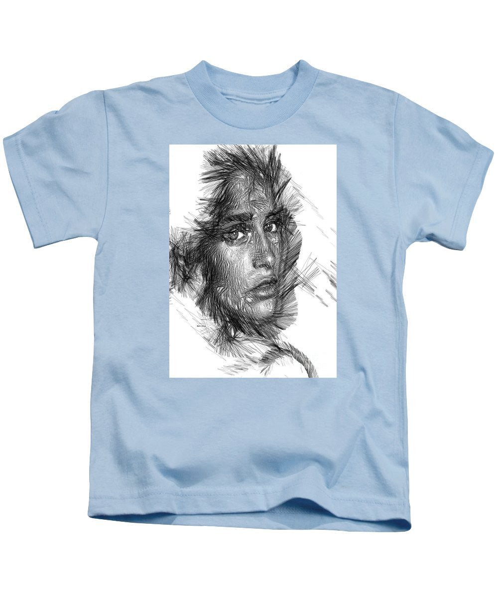 Kids T-Shirt - Female Sketch In Black And White