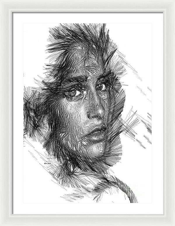 Framed Print - Female Sketch In Black And White