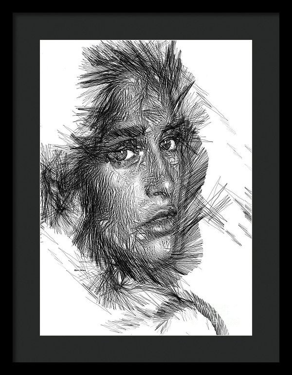 Framed Print - Female Sketch In Black And White