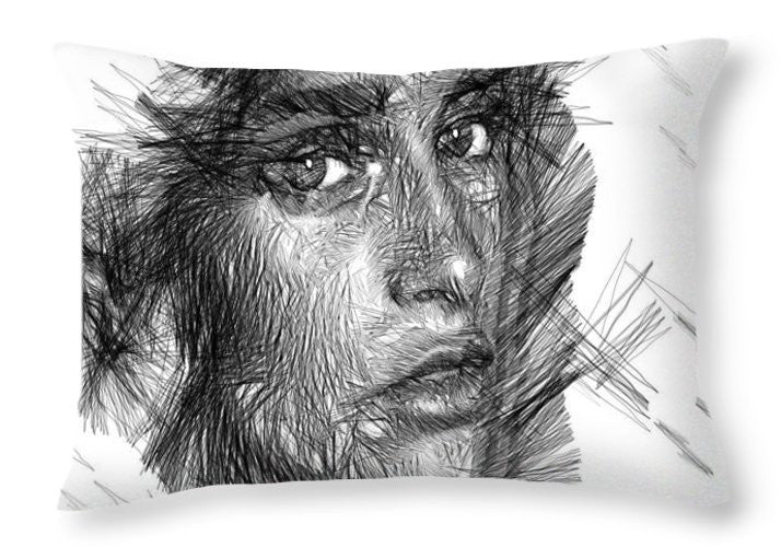 Throw Pillow - Female Sketch In Black And White