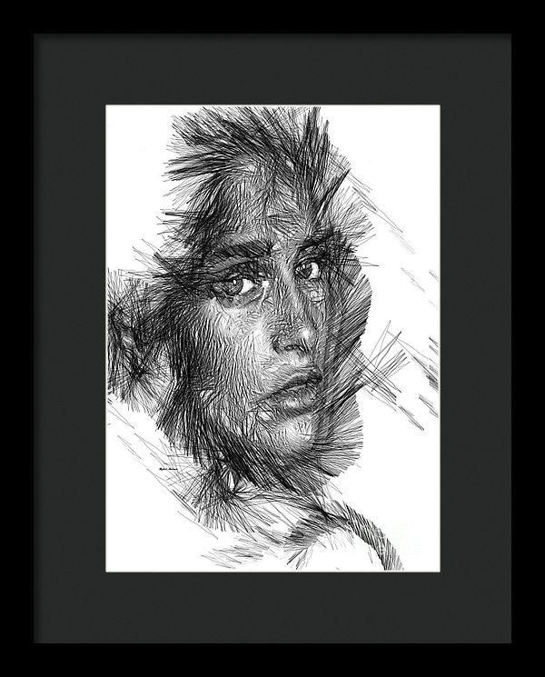 Framed Print - Female Sketch In Black And White