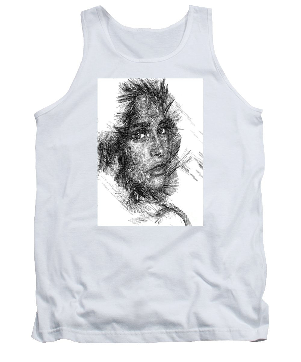 Tank Top - Female Sketch In Black And White