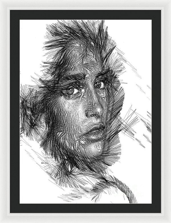 Framed Print - Female Sketch In Black And White