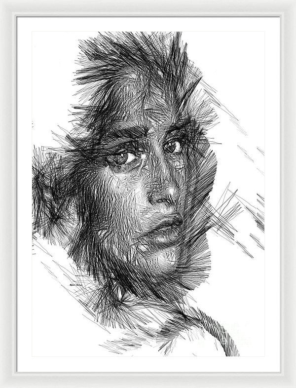 Framed Print - Female Sketch In Black And White