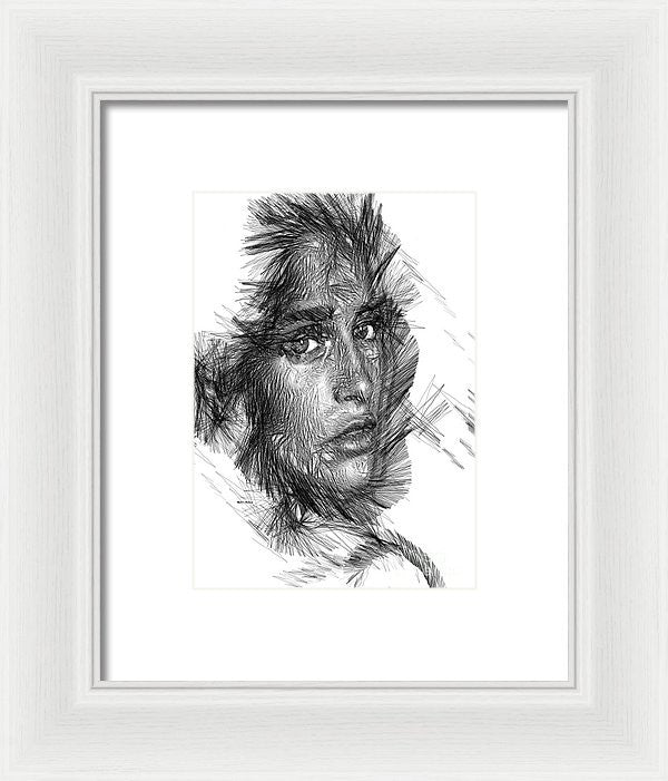 Framed Print - Female Sketch In Black And White