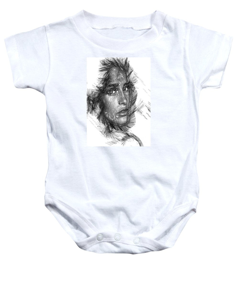 Baby Onesie - Female Sketch In Black And White