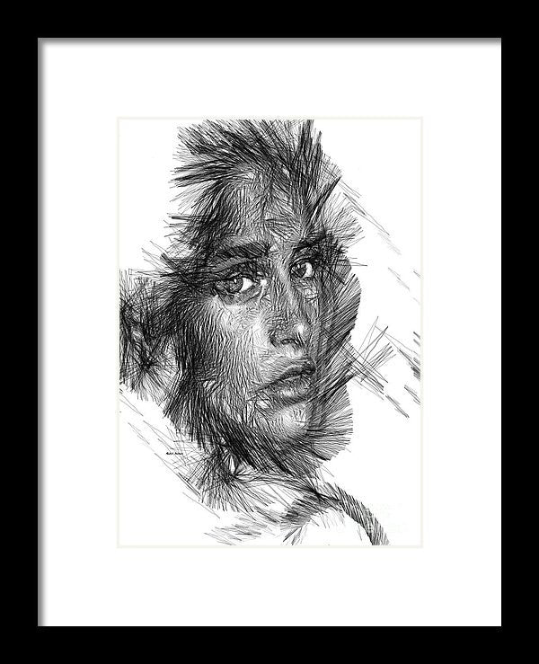 Framed Print - Female Sketch In Black And White