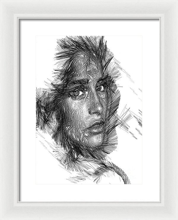 Framed Print - Female Sketch In Black And White