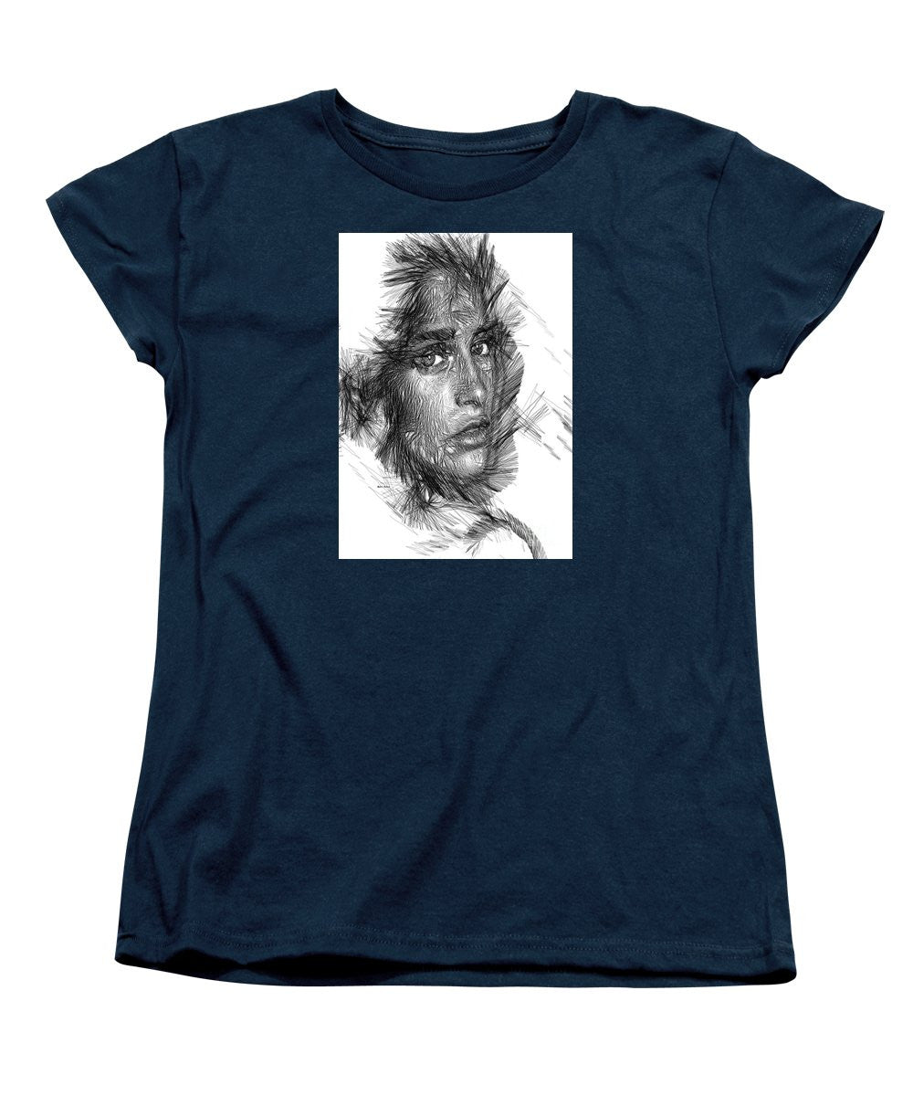 Women's T-Shirt (Standard Cut) - Female Sketch In Black And White