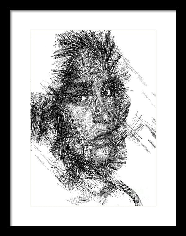 Framed Print - Female Sketch In Black And White