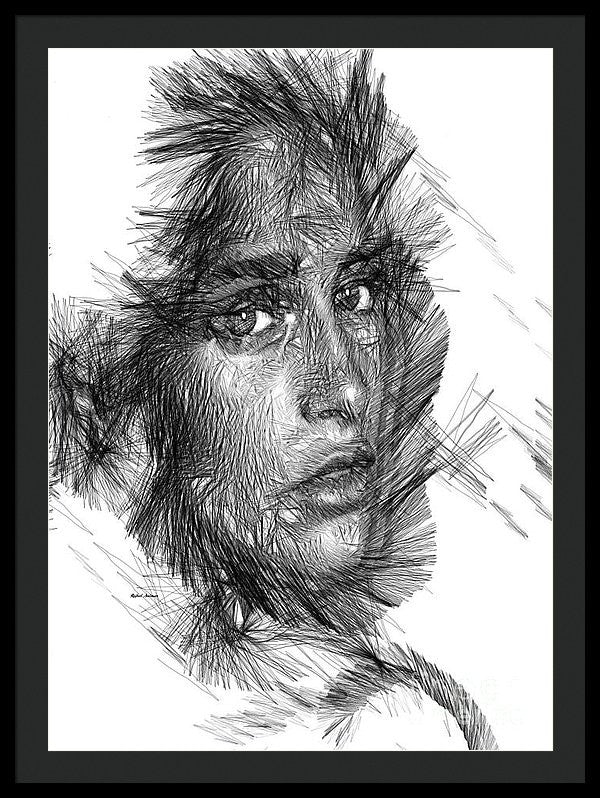 Framed Print - Female Sketch In Black And White