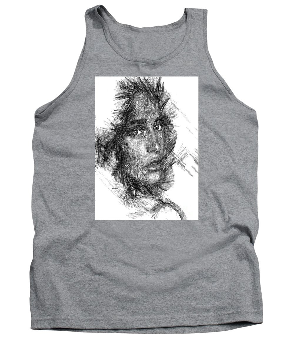 Tank Top - Female Sketch In Black And White