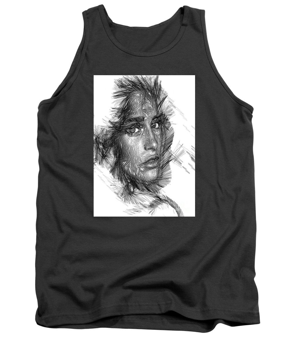 Tank Top - Female Sketch In Black And White