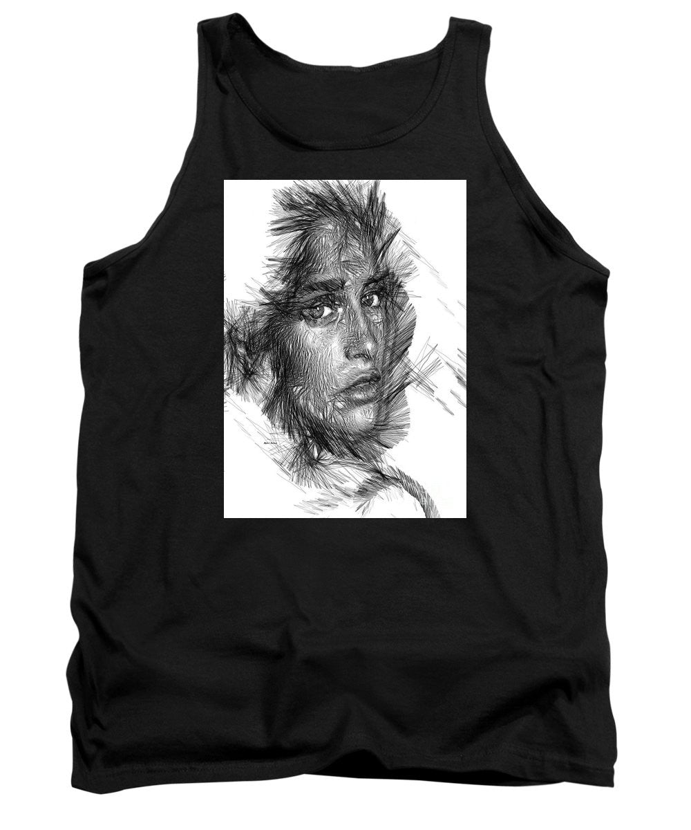 Tank Top - Female Sketch In Black And White