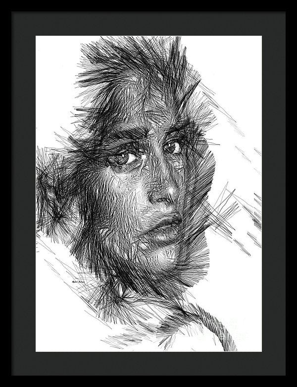 Framed Print - Female Sketch In Black And White