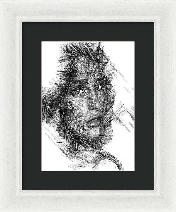 Framed Print - Female Sketch In Black And White