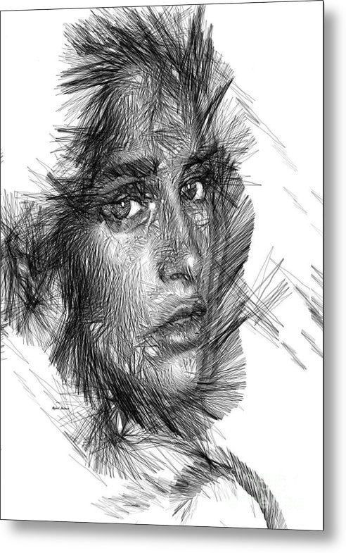 Metal Print - Female Sketch In Black And White