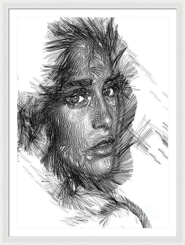 Framed Print - Female Sketch In Black And White