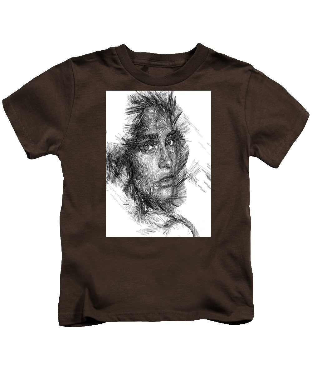 Kids T-Shirt - Female Sketch In Black And White