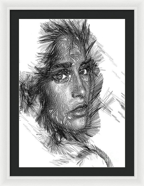 Framed Print - Female Sketch In Black And White