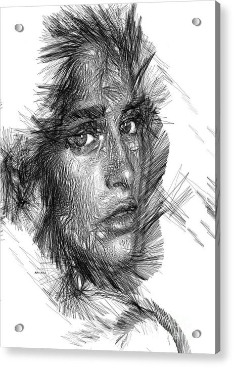 Acrylic Print - Female Sketch In Black And White