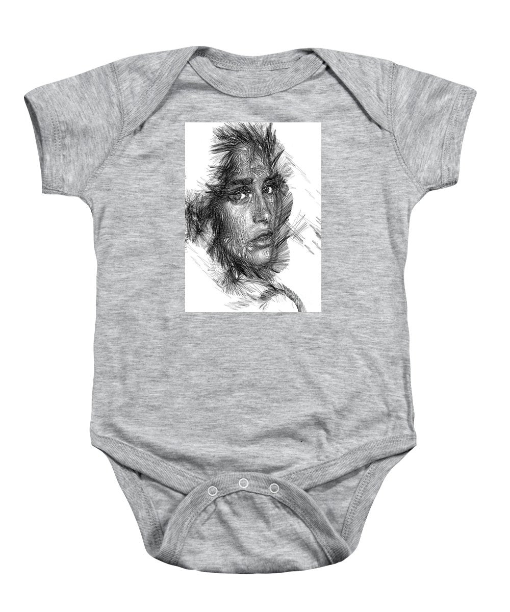 Baby Onesie - Female Sketch In Black And White