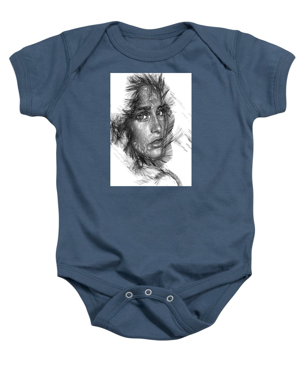 Baby Onesie - Female Sketch In Black And White