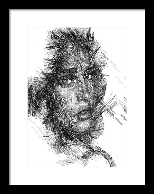 Framed Print - Female Sketch In Black And White