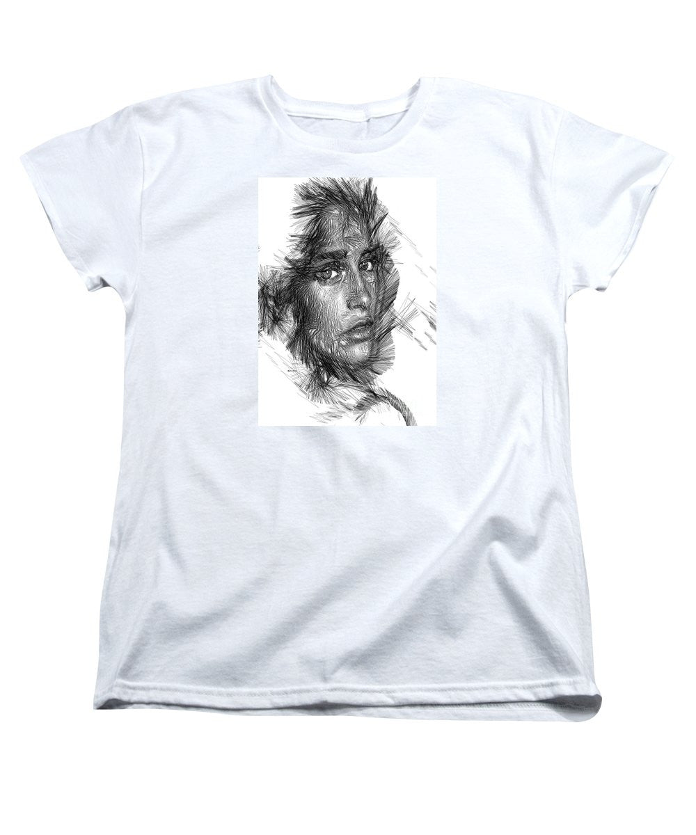 Women's T-Shirt (Standard Cut) - Female Sketch In Black And White