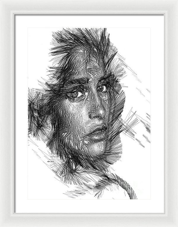 Framed Print - Female Sketch In Black And White