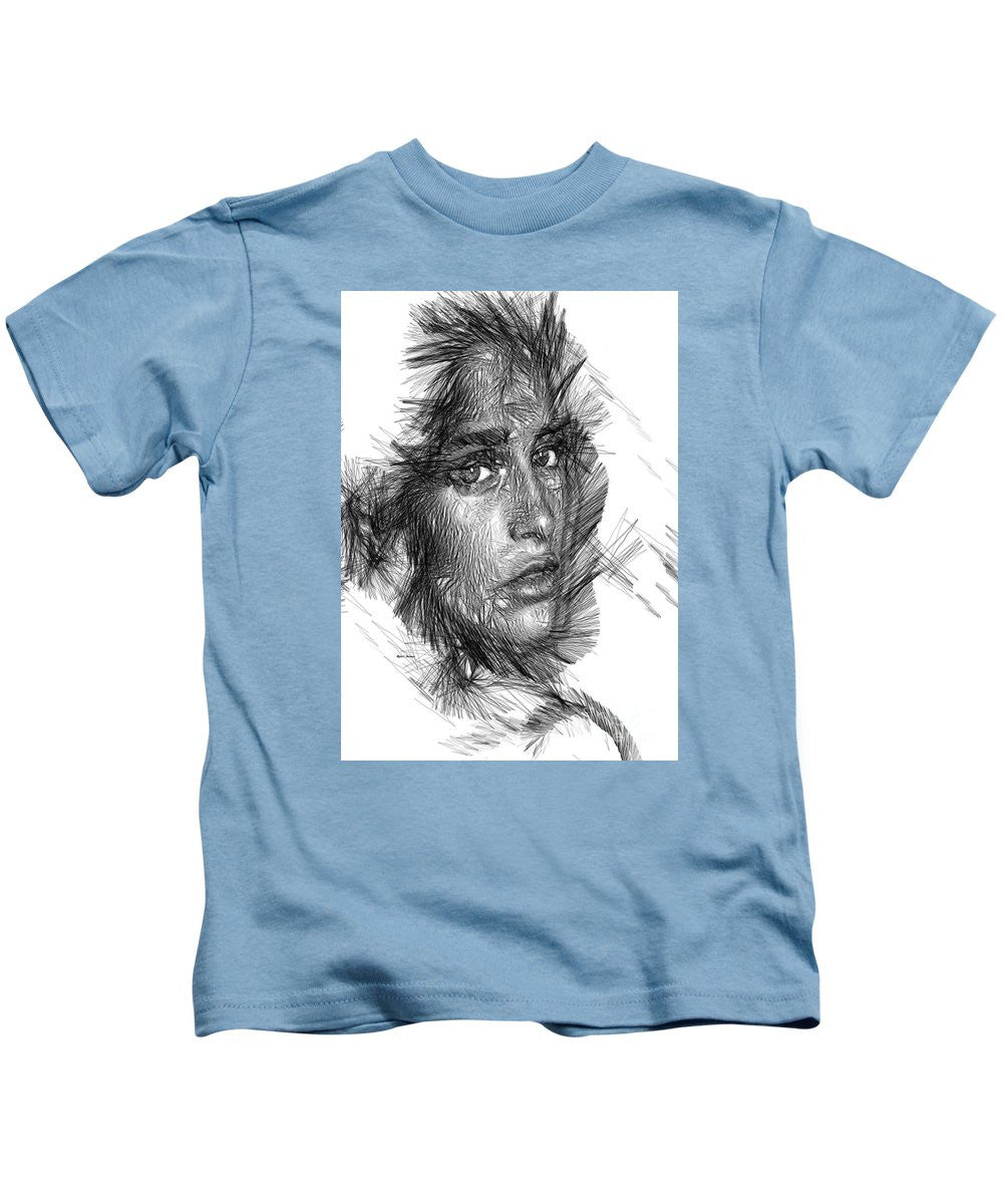 Kids T-Shirt - Female Sketch In Black And White