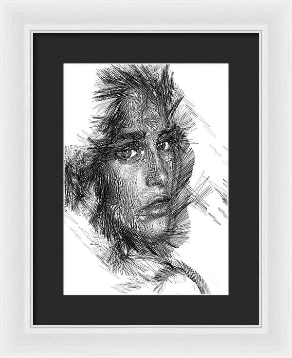 Framed Print - Female Sketch In Black And White