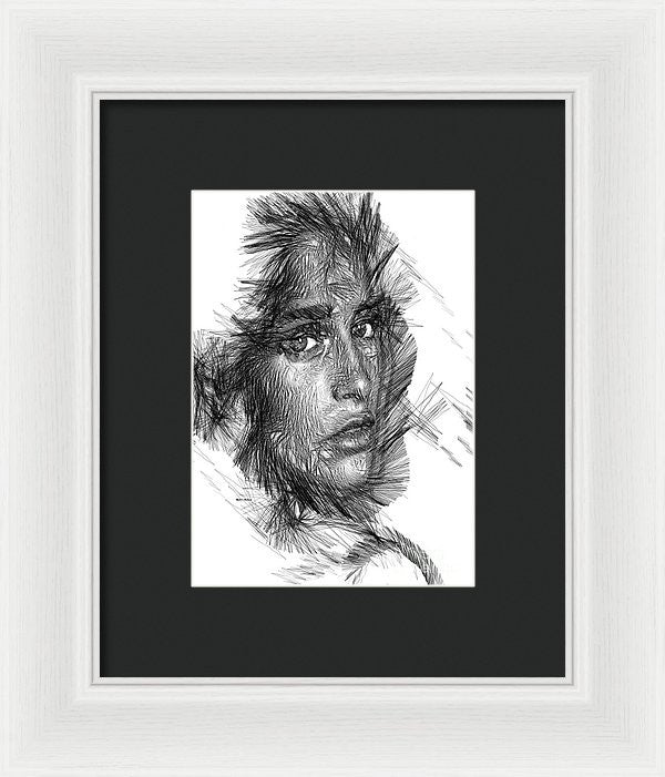 Framed Print - Female Sketch In Black And White