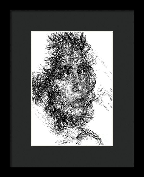 Framed Print - Female Sketch In Black And White