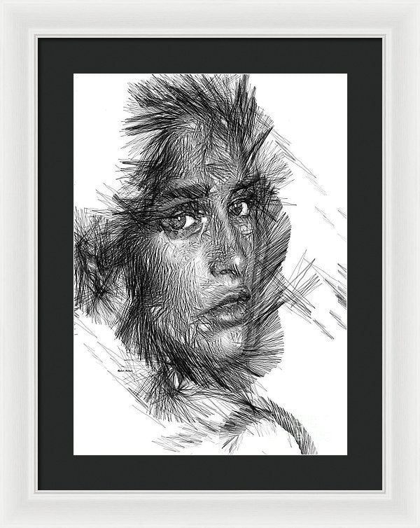 Framed Print - Female Sketch In Black And White