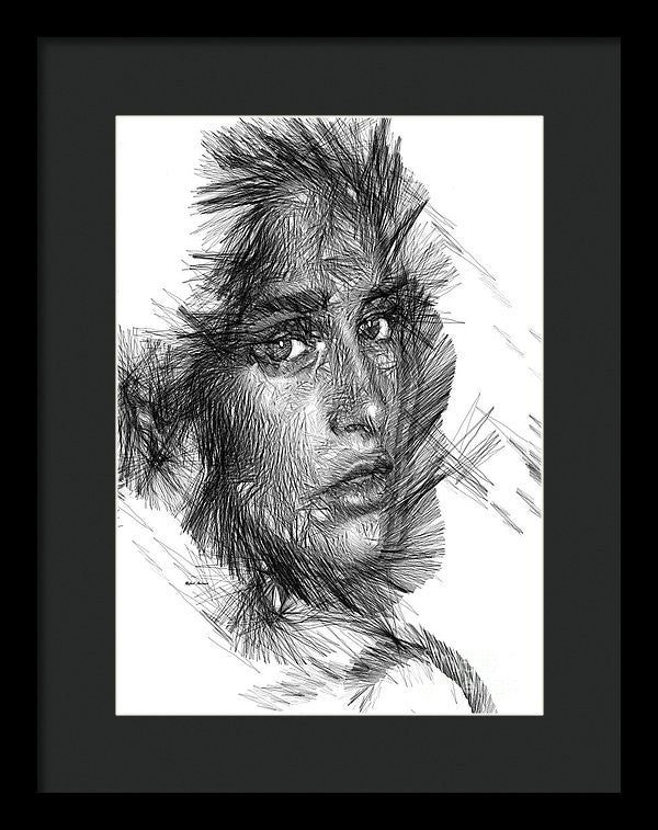 Framed Print - Female Sketch In Black And White