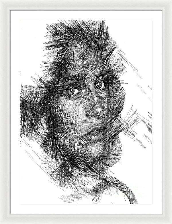 Framed Print - Female Sketch In Black And White